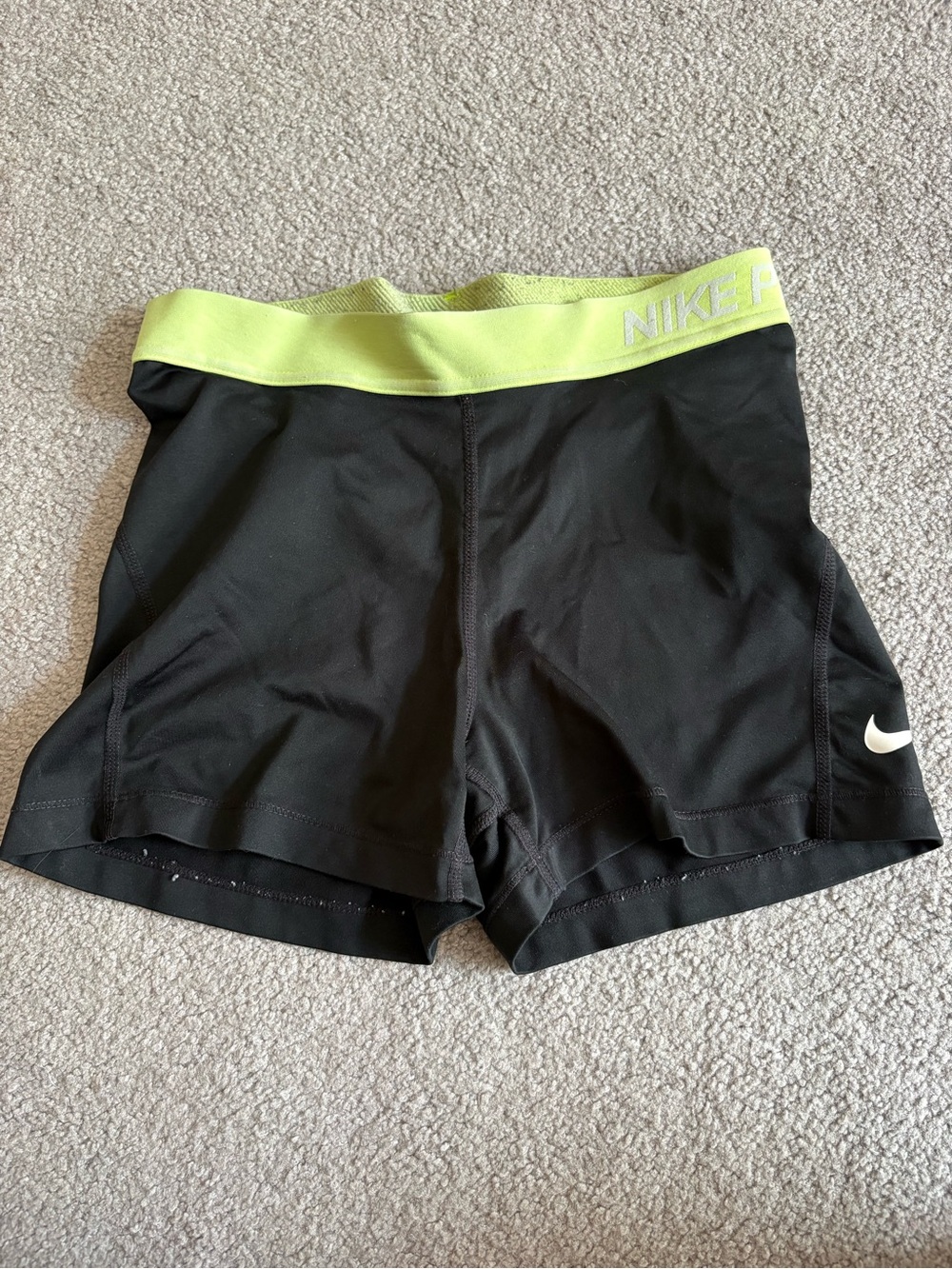 Nike Women’s Black Bike Shorts with Lime Waistband
